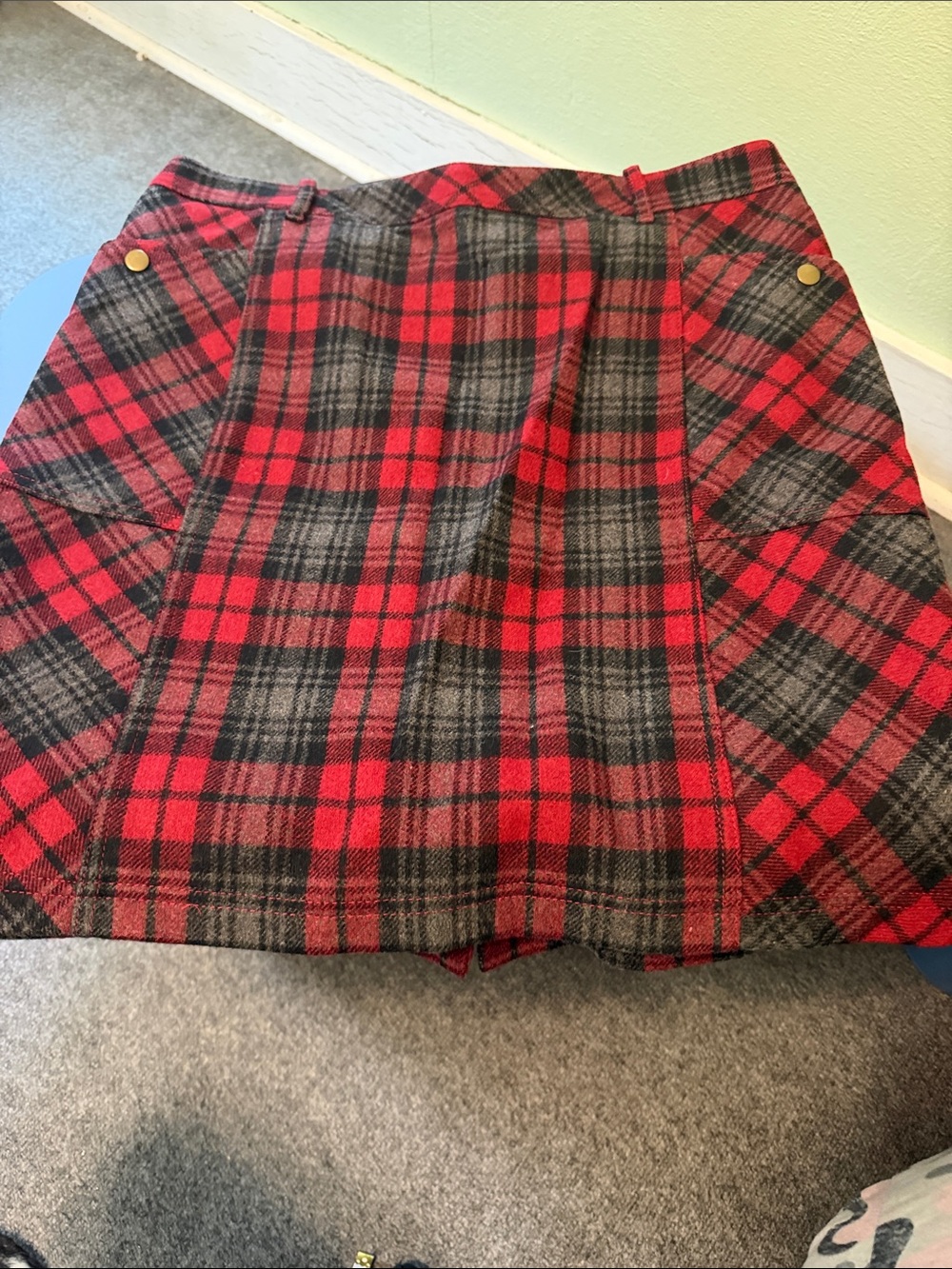 Eddie Bauer Red and Black Plaid Mini Skirt